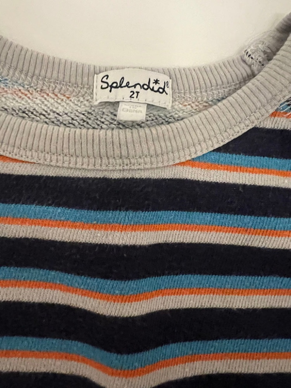 2T | Splendid Navy, Teal, Orange Stripe Sweatshirt